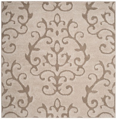 Cream Beige Tufted Handmade Square Shag Rug