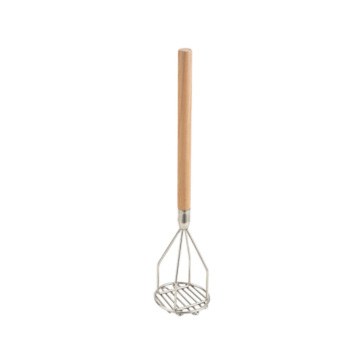 Winco Potato Masher with Wooden Handle, Round, 5"