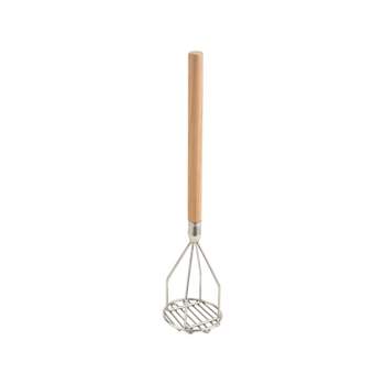 Winco Potato Masher with Wooden Handle, Round, 5"