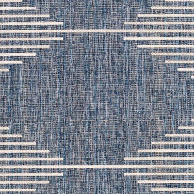 Okswerd Bright Blue Geometric Square Stain-Resistant Area Rug