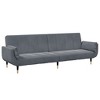vidaXL - 2-Seater Sofa Bed with Footstool Dark Gray Velvet Convertible Couch with Pillows for Living Room, Apartment, Small Spaces - 3 of 4