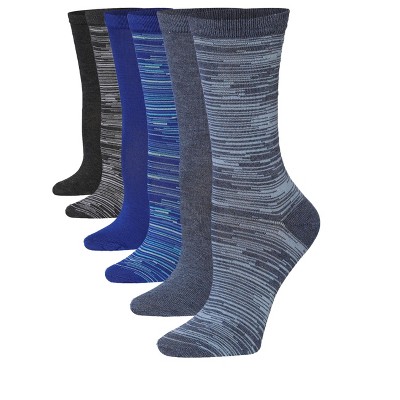 Tipi Toe Women's 6-Pairs Colorful Shades Funky Space Dye Patterned Crew Dress Socks