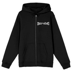 Scrubs Turk Poster Art Long Sleeve Zip-Up Women's Black Hooded Sweatshirt - 1 of 4
