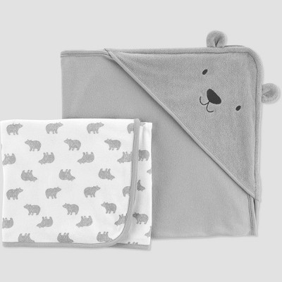 Carter's Just One You® Baby Hippo Bath Towel - Gray
