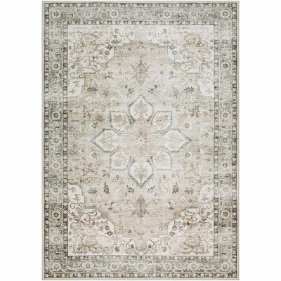 Hauteloom Lotan Sage Medallion Washable Area Rug