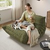 Plush Sponge Sofa - Deep Green Bean Bag Chair for Living Room, Ergonomic Floor Sofa with High-Density Foam, No Assembly Required - 2 of 4