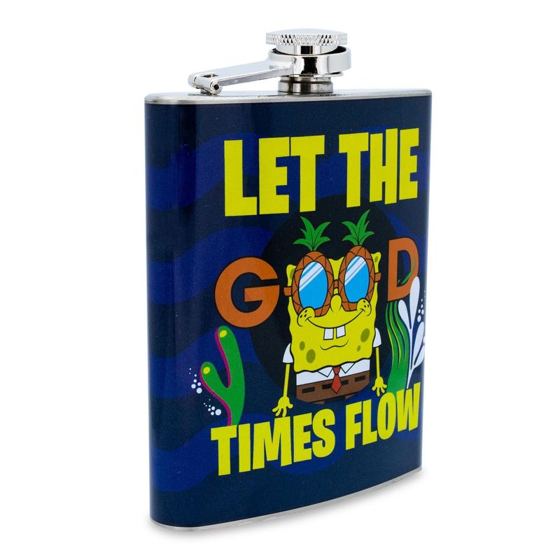 Silver Buffalo SpongeBob SquarePants "Mister Good Times" Stainless Steel Flask | Holds 7 Ounces, 2 of 7