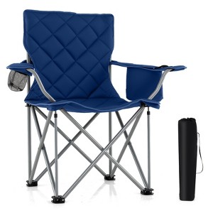 Tangkula Oversized Camping Chairs Heavy Duty Outdoor Folding Chair w/Cooler Pouch - 1 of 4