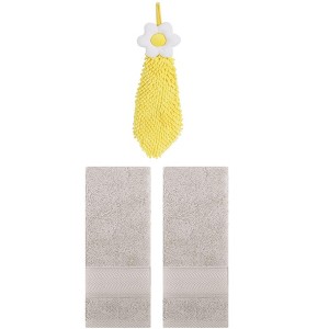 REGALWOVEN 3 Pcs Soft Absorbent Hand Towel Bathroom Decorative Set - 1 of 4