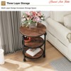 Small Spaces Round Side Table, Small End Table w/ 3 Shelves for Living Room, Bedroom, Night Stand Accent Coffee Table - 4 of 4