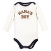 Hudson Baby Infant Boy Cotton Long-Sleeve Bodysuits, Brown Navy Mamas Boy 5-Pack - image 3 of 4