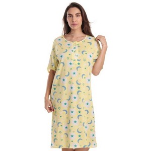 Just Love Womens Nightgown - Short Sleeve Henley Oversized Sleepwear Gown - 1 of 3