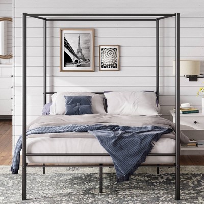 Full Seguro Canopy Metal Platform Bed Frame Black - Zinus: Contemporary ...