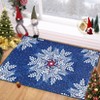 Washable Rug Christmas Rug for Living Room Non-Slip Snowflakes Floor Cover Low Pile  Foldable Green Christmas Rugs - 2 of 4
