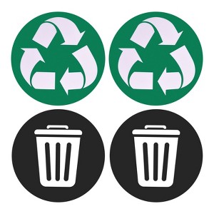 Unique Bargains Self-Adhesive Decor Trash Can Recycle Sticker Bin Labels 4 Pcs - 1 of 4