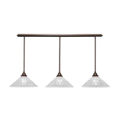 Toltec Lighting Stem 3 - Light Chandelier in  Bronze with 16" Italian Bubble Shade