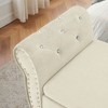 CAVINAS Velvet Storage Ottoman Bench, Rectangular Ottoman Bench with Crystal Tufting, Safety Hinges, Upholstered Ottoman Foot Rest with 1 Pillow - 3 of 4