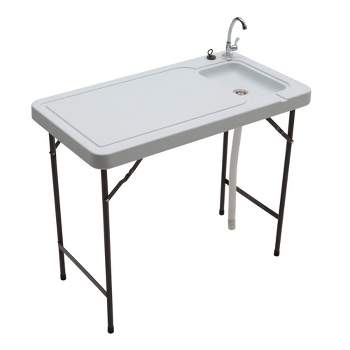 Tricam Seek SKFT-44 Outdoor Folding Fish and Game Cleaning Table with Quick Connect Stainless Steel Faucet and Drain Hose