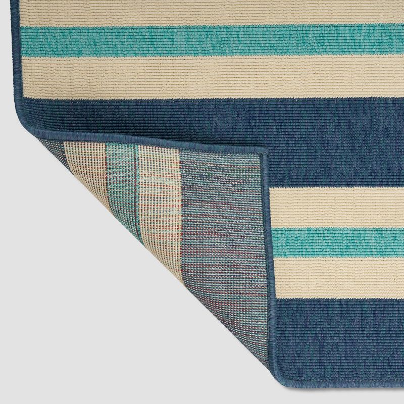 Ronan Geometric Outdoor Rug Blue/Ivory - Christopher Knight Home, 5 of 7