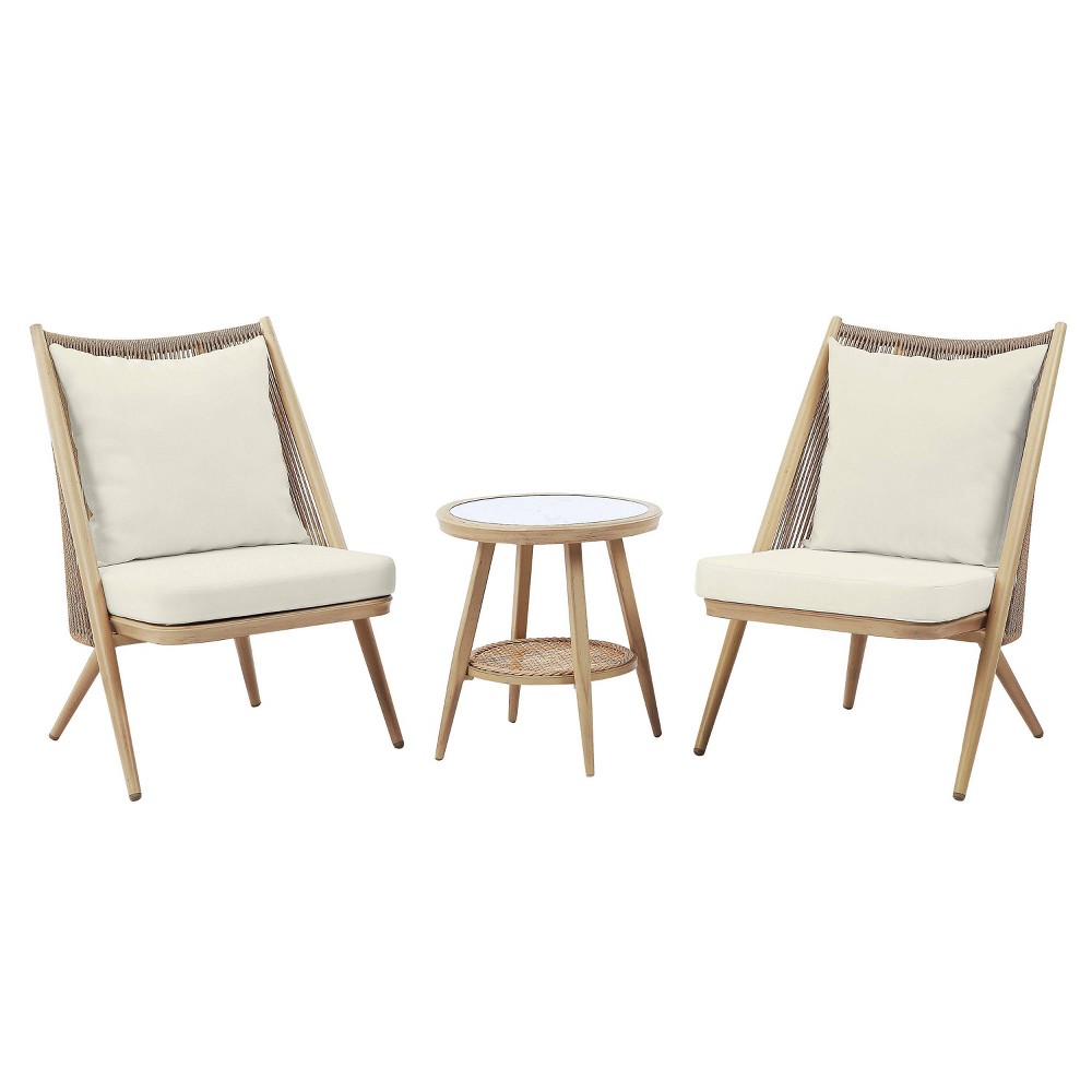 Photos - Garden Furniture Dirk 3pc Patio Chairs with Side Table - Natural - miBasics