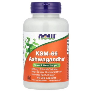 NOW Foods KSM-66 Ashwagandha®, 600 mg, 90 Veg Capsules - 1 of 2