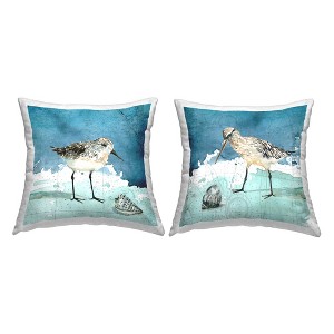 Stupell Industries Sandpiper Birds Nautical Beach Map Pattern Printed Pillow, 2 Pillows, Each 18 x 18 - 1 of 3