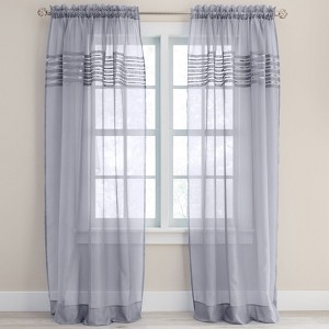 BrylaneHome BH Studio Sheer Voile Pleated Rod-Pocket Panel - 1 of 4