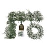 Resenkos 4-Piece Pre-Lit Christmas Decor Set, Includes Garland, Wreath and 2 Entry Trees with LED Lights, Green - 2 of 4