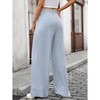 Women's Wide Leg Lounge Pants Lightweight High Waisted Adjustable Tie Knot Loose Fit Trousers with Pockets - 4 of 4