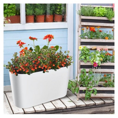 All-Weather Tall Planter - Modern Plastic Planter with Removable Insert Bucket for Indoor/Outdoor Use,  UV Protected, Perfect for Garden Decoration