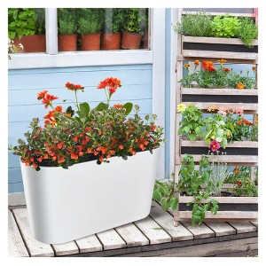 All-Weather Tall Planter - Modern Plastic Planter with Removable Insert Bucket for Indoor/Outdoor Use,  UV Protected, Perfect for Garden Decoration - 1 of 4