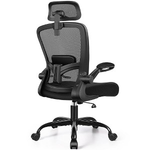 KERDOM Headrest Desk Chair with Adjustable Lumbar Support, Home Office Swivel Task Chair with High Back and Armrest,Black - 1 of 1