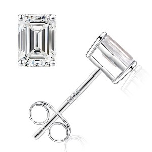 Turandoss S925 Sterling Silver Stud Earrings for Women, Cubic Zirconia Hypoallergenic Flat Back Cartilage Earrings for Piercing, Christmas Gifts - 1 of 4