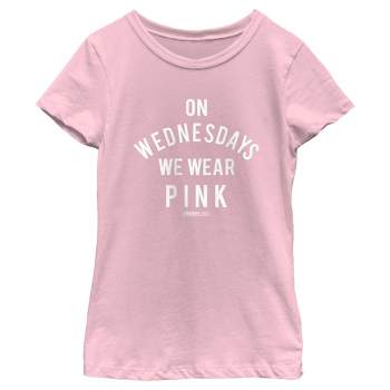 Girl's Mean Girls On Wednesdays We Wear Pink White Bold T-Shirt