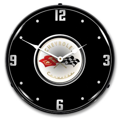 Collectable Sign & Clock | C1 Corvette Black Tie LED Wall Clock Retro/Vintage, Lighted