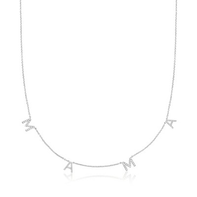 Ross-Simons 0.25 ct. t.w. Diamond "Mama" Station Necklace in Sterling Silver