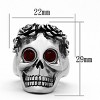 Slickblue Women’s Polished Stainless Steel Skull Ring with Round Siam Synthetic Crystal, Size 5-10 - 2 of 4