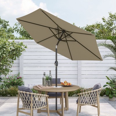 Sonkuki 7.5 ft Outdoor Patio Market Umbrella w/ Crank, Push Button Tilt,  UV-Resistant Canopy