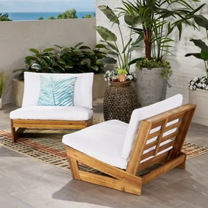 Christopher Knight Home Sherwood Outdoor Acacia Wood Club Chairs with Cushions (Set of 2) - 1 of 4