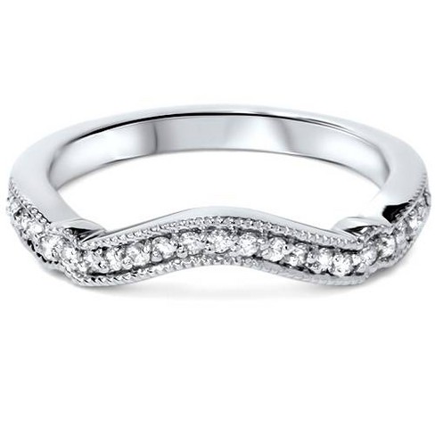 Pompeii3 1/6ct Curved Diamond Wedding Ring 14k White Gold : Target