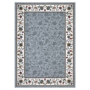 Washable Floral Print Geometric Bordered Rugs for Living Room, Ultra Thin Non Slip Retro Accent Large Carpet for Bedroom Dining Room - 1 of 4