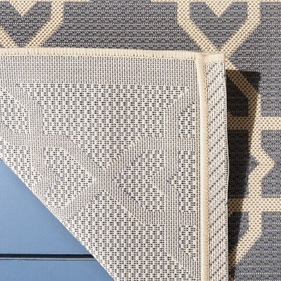 Gray and Beige Square Geometric Indoor/Outdoor Area Rug