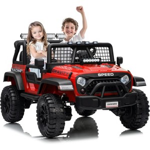 24V Electric Truck with Parent Remote Control, Spring Suspension, 2 Speeds, LED Headlight & Music Player, Kids Electric Vehicle for Aged 3-8 Years - 1 of 4