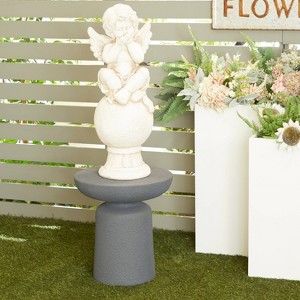 18"x17" Contemporary Garden Stool - Blue - Olivia & May: Ceramic Patio Table, Indoor/Outdoor, UV Resistant - 1 of 4
