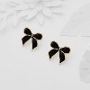 Gold Bow Earrings for Women Teen Pink Bowtie Dainty Long Tassel Drop Stud Trendy Statement Jewelry Gift - 3 of 4