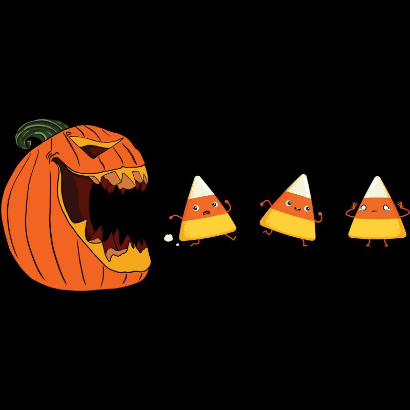 Men's Design By Humans Halloween Gamer Pumpkin Eating Candy Corn By rawresh6 T-Shirt, 2 of 5