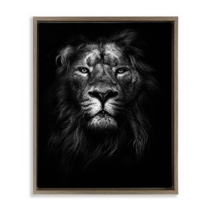 Stupell Industries Lion In Shadows Photography Floating Frame Canvas Art - 1 of 4