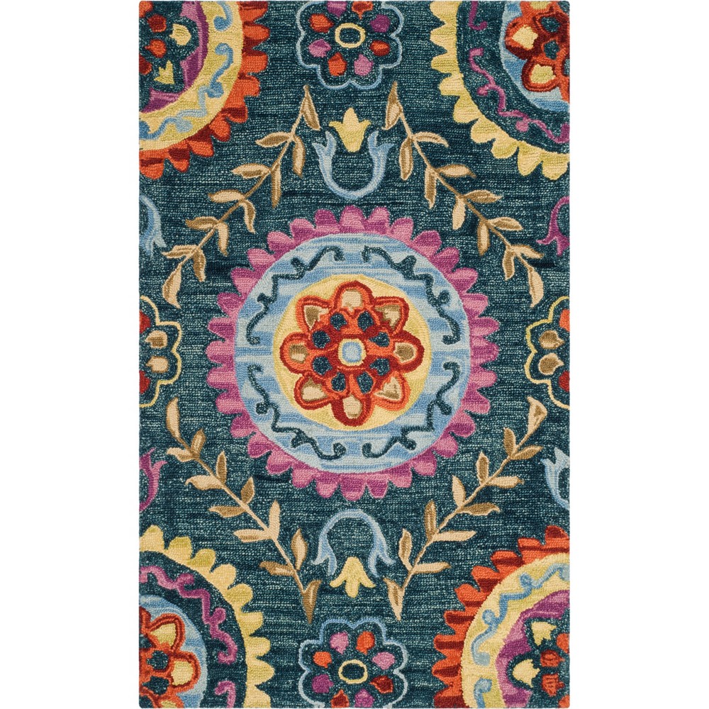 3'x5' Geri Floral Hooked Rug Blue/Multi - Safavieh