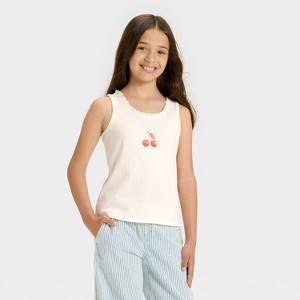 Girls' Pointelle Fitted Lace Trim Tank Top - Cat & Jack™ - 1 of 4