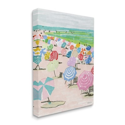 Stupell Industries Pastel Umbrella Filled Beach Watercolor Landscape